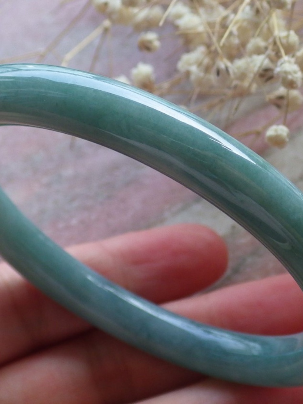 57mm Certified Hand Carved Green Natural A JADE Circle Jadeite Bracelet Bangle